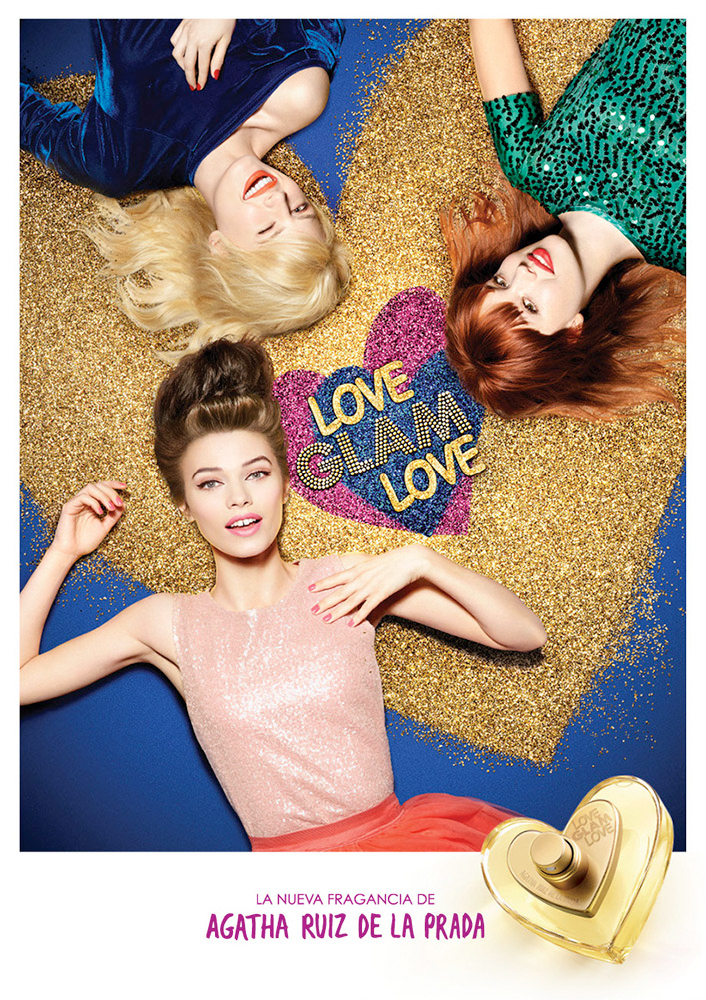 Campaña de publicidad para la fragancia "Love Glam Love" de Ágatha Ruiz de la Prada. Elaborada por Enri Mür Studio junto a Richard Ramos.