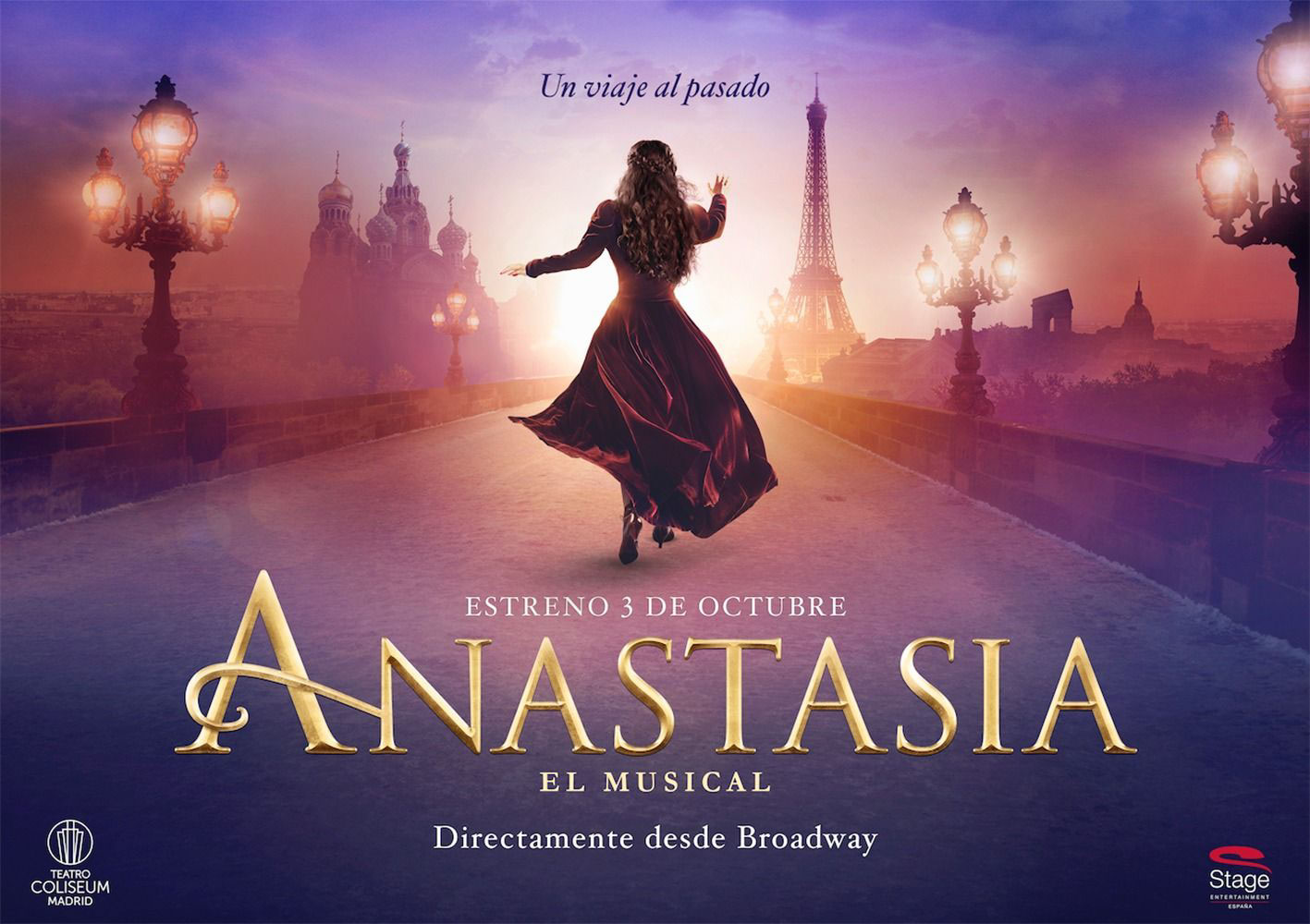 Cartel del musical de Anastasia (Disney), diseñado y elaborado por Enri Mür Studio y producido por Stage Entertainment.