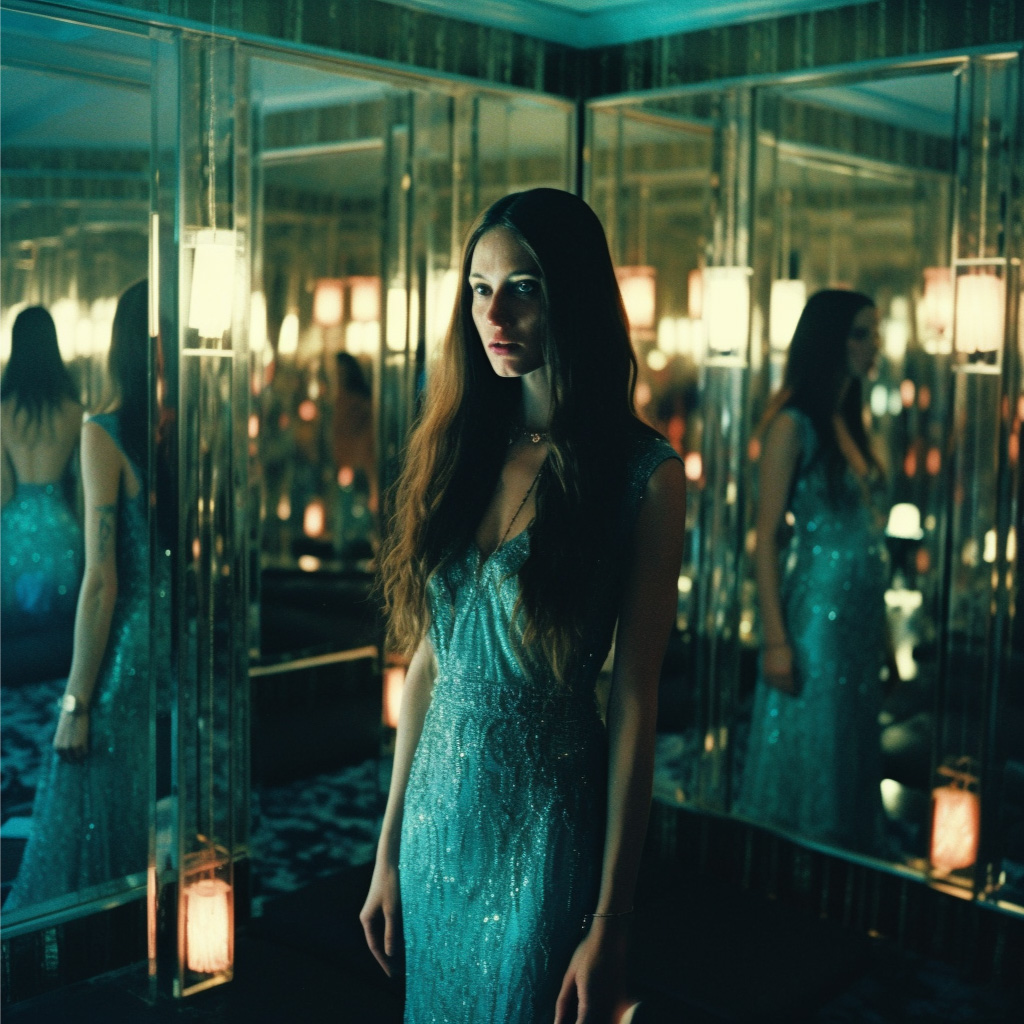 Mirrors - Foto realizada con Inteligencia Artificial por la fotógrafa Noah Pharrell junto a Enri Mür Studio.