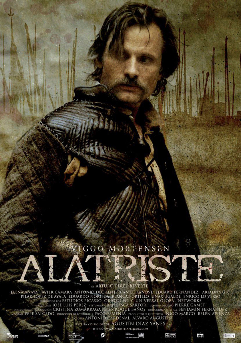 Cartel elaborado por José Haro para el lanzamiento de la película Alatriste, protagonizada por el actor Viggo Mortensen.