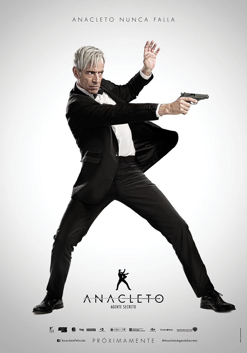 Cartel elaborado por José Haro para la película "Anacleto, agente secreto" protagonizada por Imanol Arias.