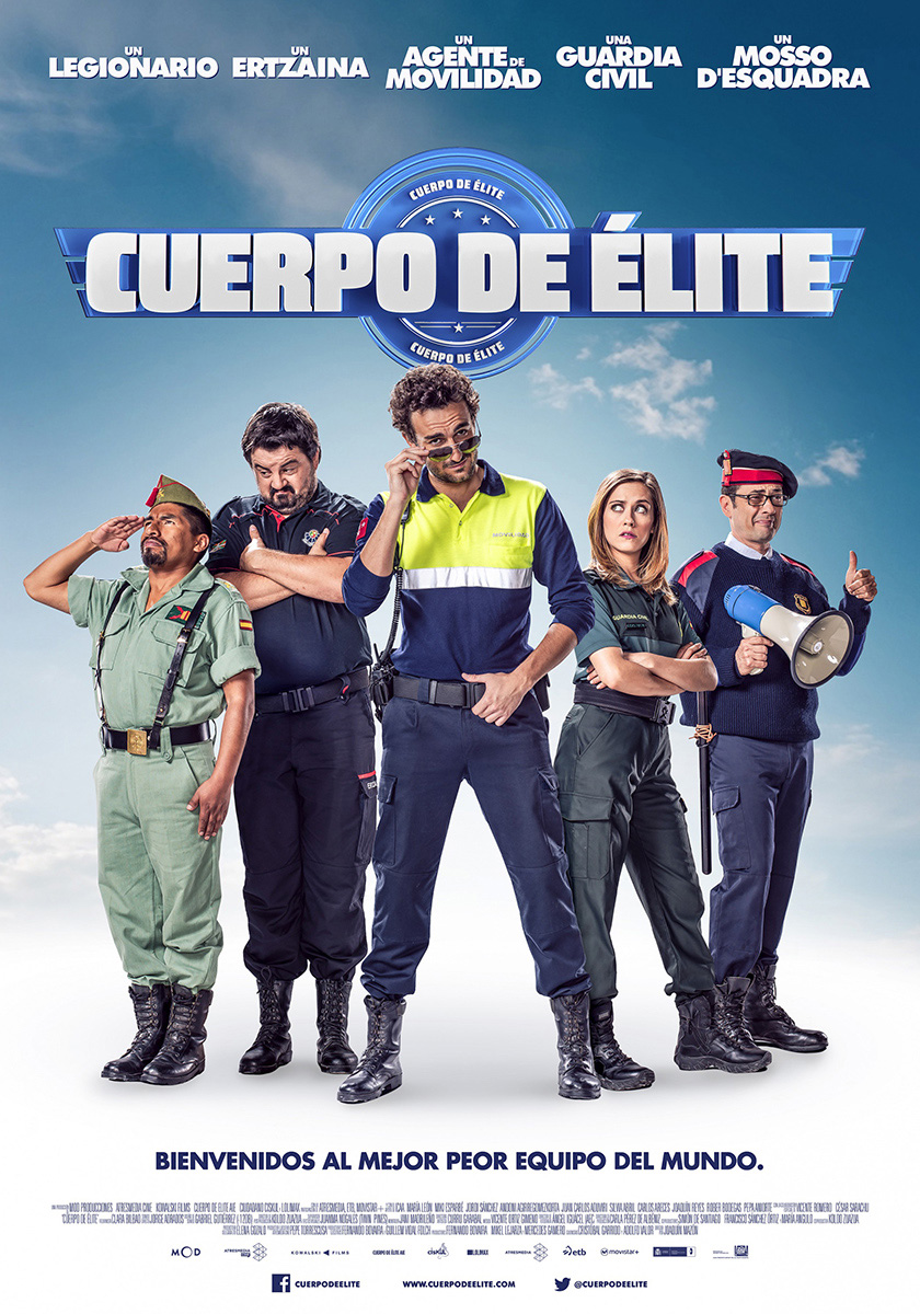 Cartel principal y carteles de personajes elaborados por José Haro para el lanzamiento de la película "Cuerpo de élite"
