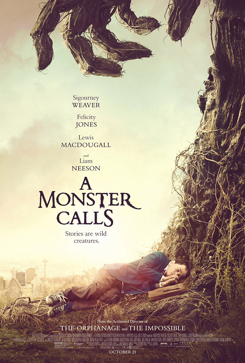 Cartel principal elaborados por José Haro para la película "Un monstruo viene a verme" dirigida por Juan Antonio Bayona.